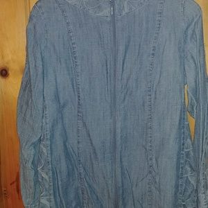 Lightweight lace embroidery insert jacket, zipper